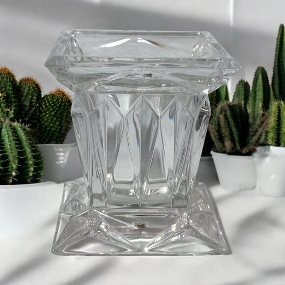 PartyLite Glass Quad Prism Candle Holder 5 x 4.5 - Picture 1 of 6